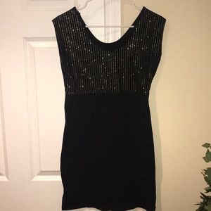 American Apparel bodycon black and gold dress